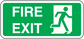 Green fire exit door sticker with white FIRE EXIT text and running person icon