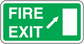 Fire exit up sticker with green sign, white border, “FIRE EXIT” text, and up arrow