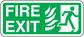 Green fire exit sticker with flaming running figure, white FIRE EXIT text on border