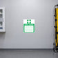 First Aiders sticker with green cross and lined first aid notice on white background