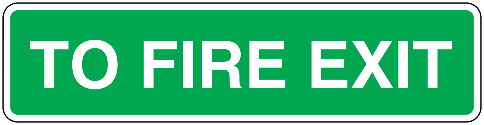 Green fire exit safety sign sticker with white border and 'TO FIRE EXIT' text