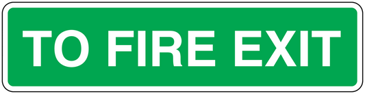 Green fire exit safety sign sticker with white border and 'TO FIRE EXIT' text