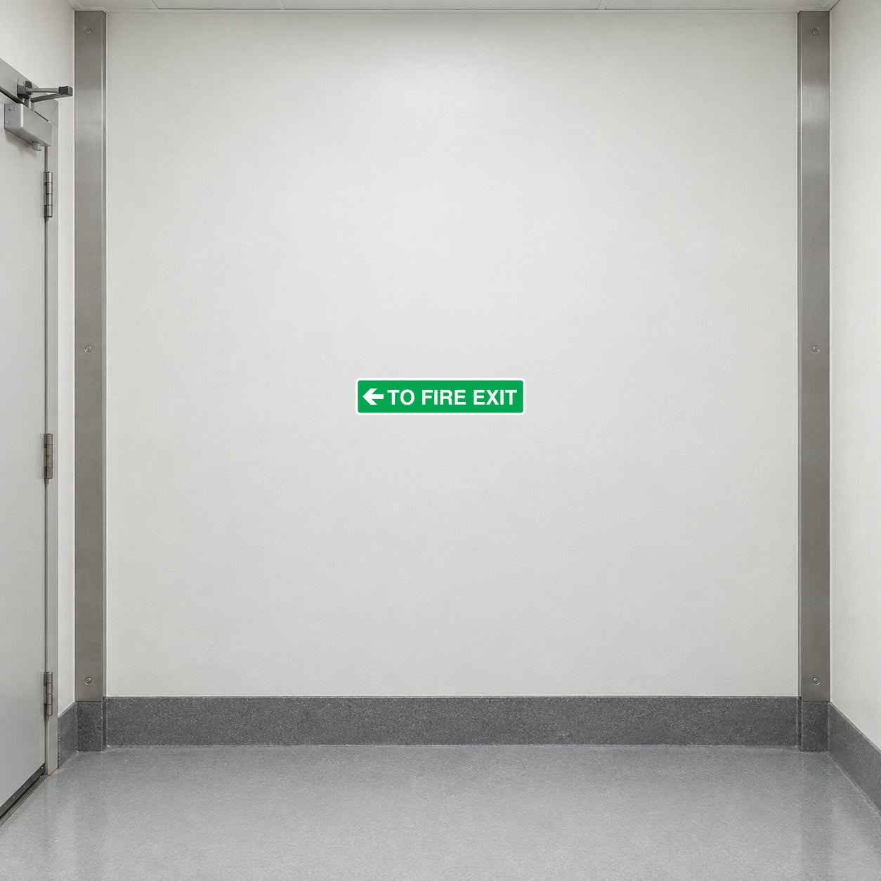 Fire exit safety sign sticker with left arrow and text 'TO FIRE EXIT'