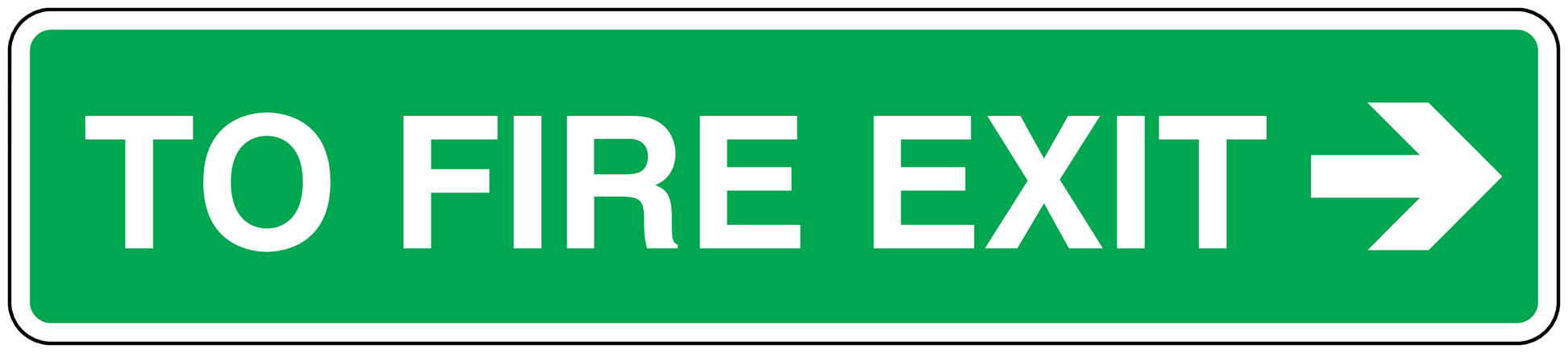 Green fire exit safety sign sticker: 'TO FIRE EXIT' with right arrow