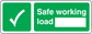 Green safe working load sticker with checkmark and blank load field