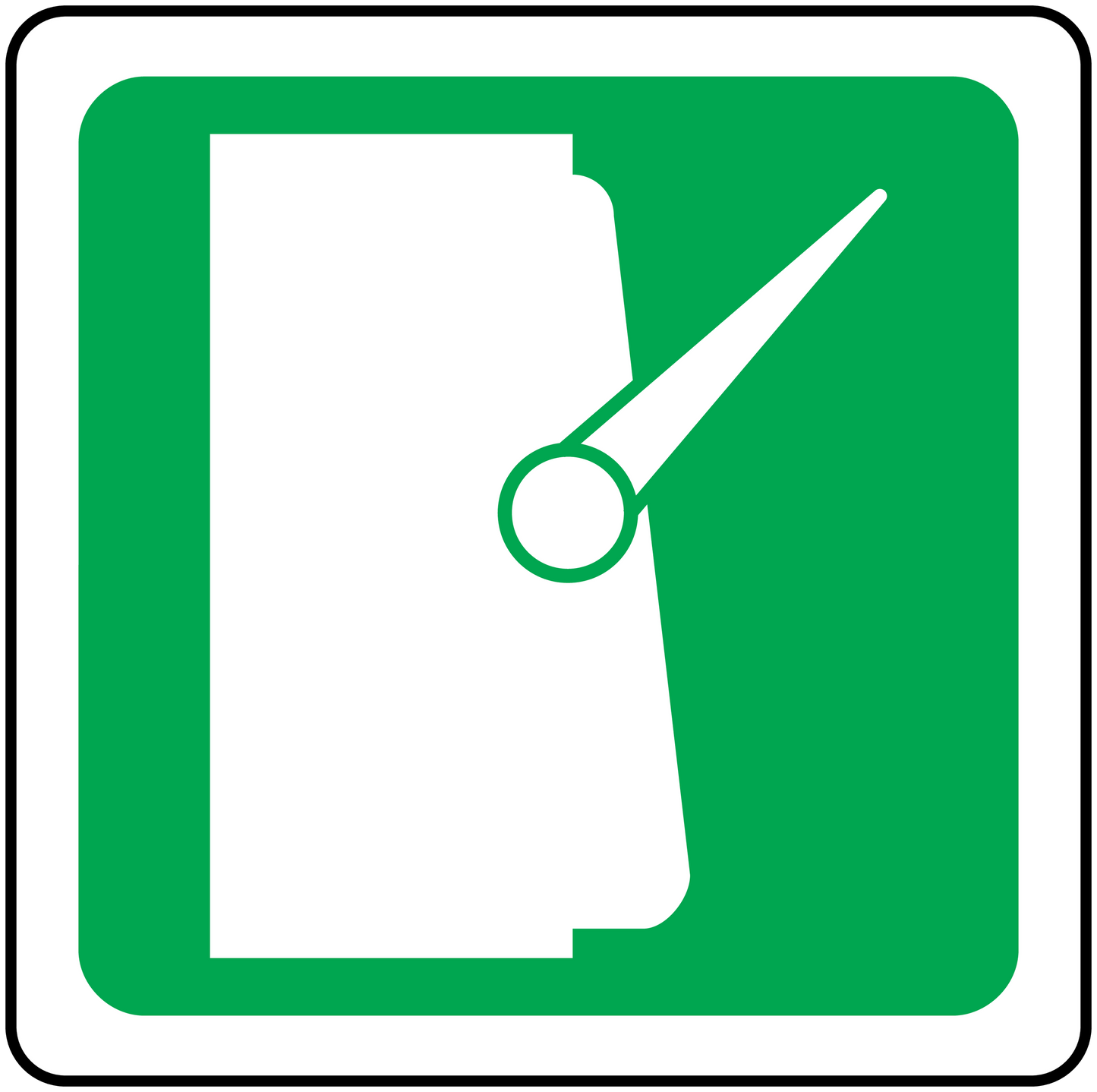 Slot machine sticker with green rounded border and lever with card outline