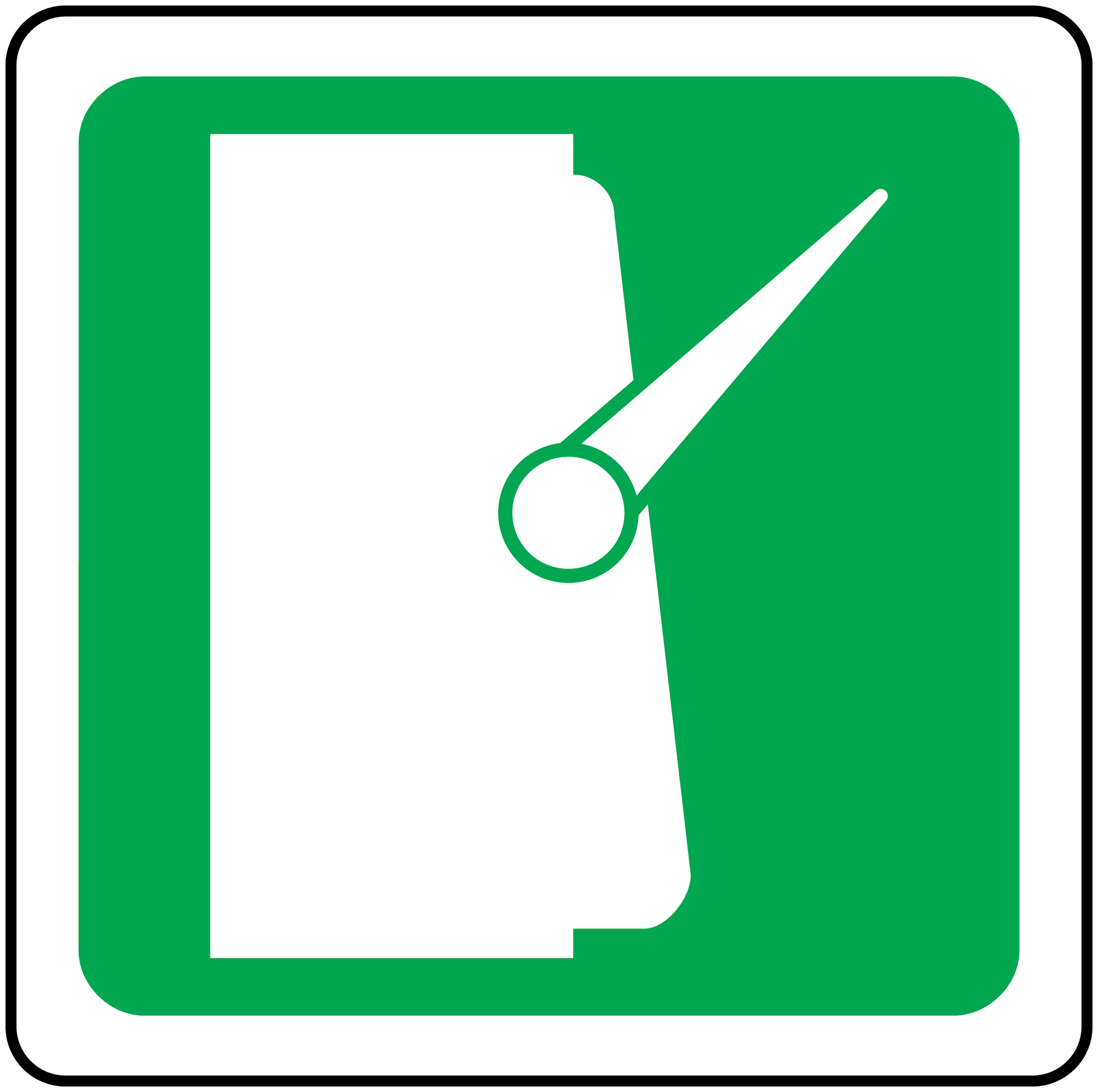 Slot machine sticker with green rounded border and lever with card outline