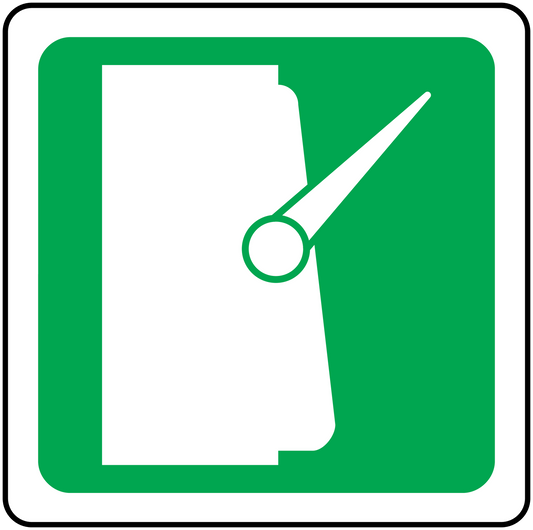 Slot machine sticker with green rounded border and lever with card outline