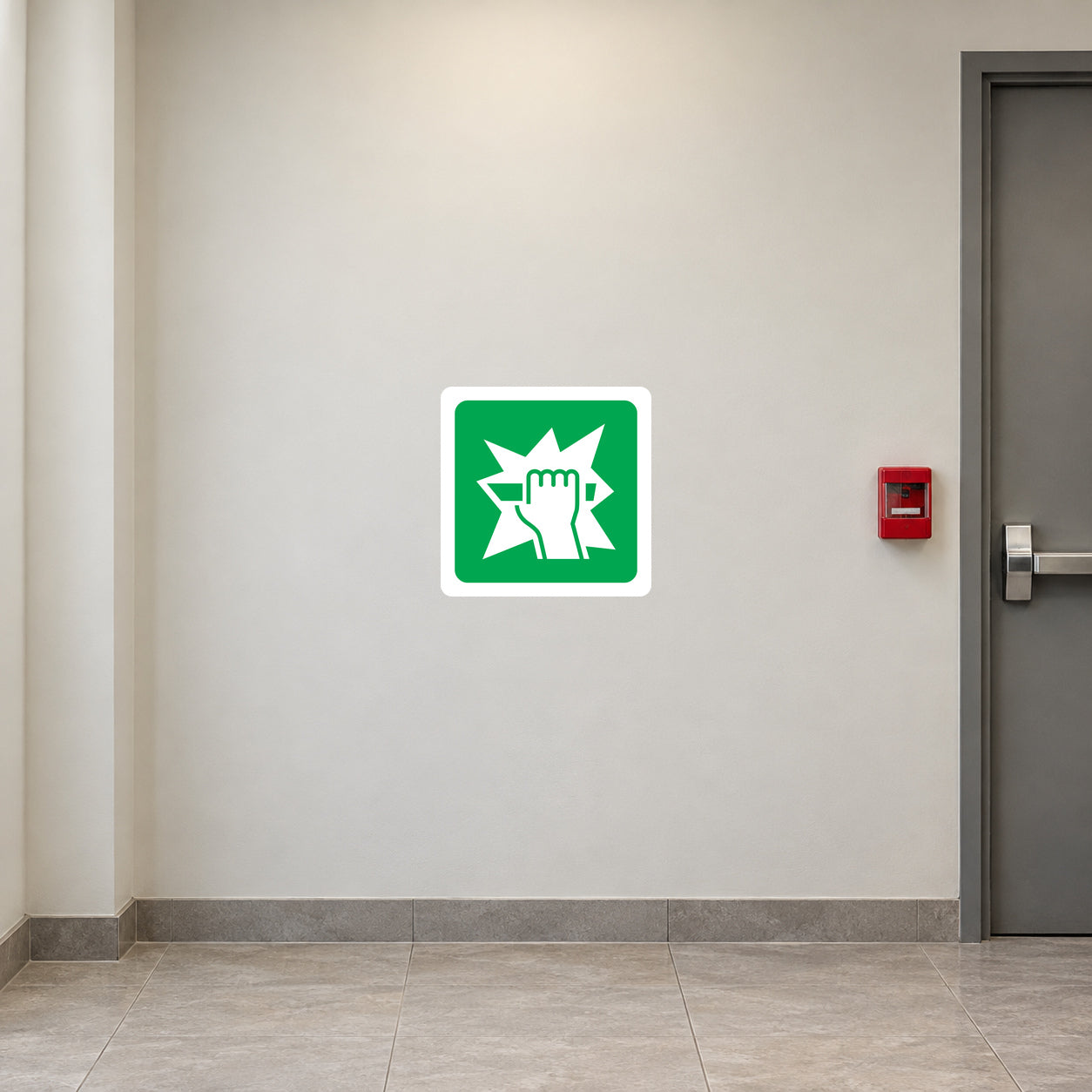 Green electric fence warning sticker with lightning gate icon