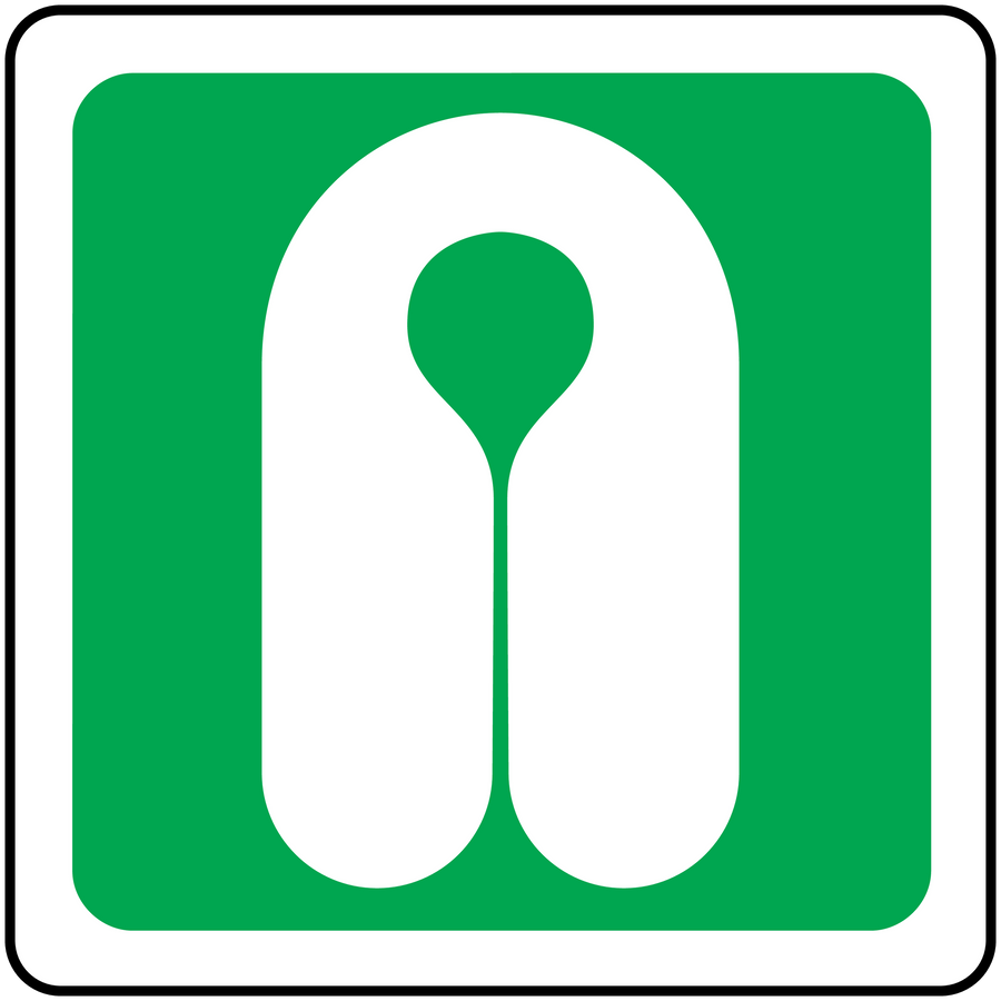 Green life jacket sticker with white life preserver icon
