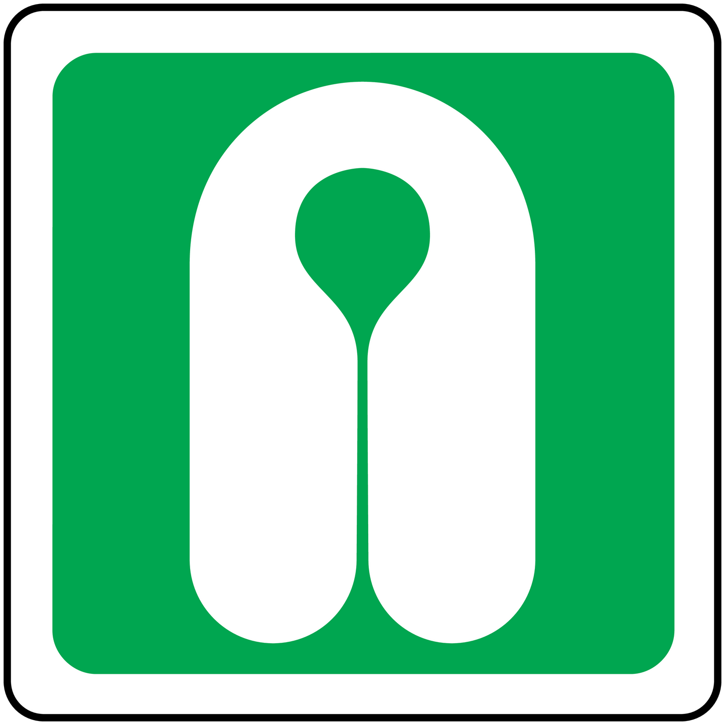 Green life jacket sticker with white life preserver icon