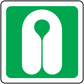 Green life jacket sticker with white life preserver icon