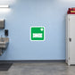 Medical stretcher sticker, green with white cross and medical bed icon