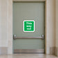 This Way Out sticker with green square and white text