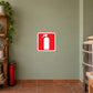 Fire safety sign sticker with red background and white fire extinguisher icon
