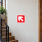 Fire exit left arrow sticker, red and white sign