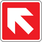 Red square fire exit sticker with white left-pointing arrow