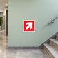 Fire exit right arrow sticker with red border and white symbol
