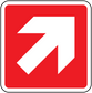 Fire exit right arrow sticker, red background with white arrow and border
