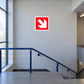 Fire exit down-right safety sticker with red border and white arrow