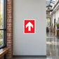 Fire exit straight-ahead sticker: red square with white up arrow