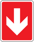 Fire exit downstairs sign sticker with large white downward arrow on red background