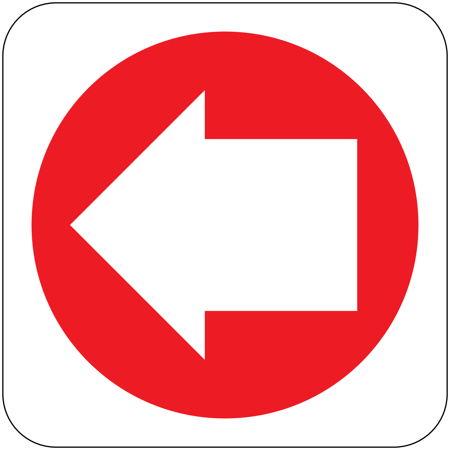 Fire exit left sticker with red left arrow inside a circle