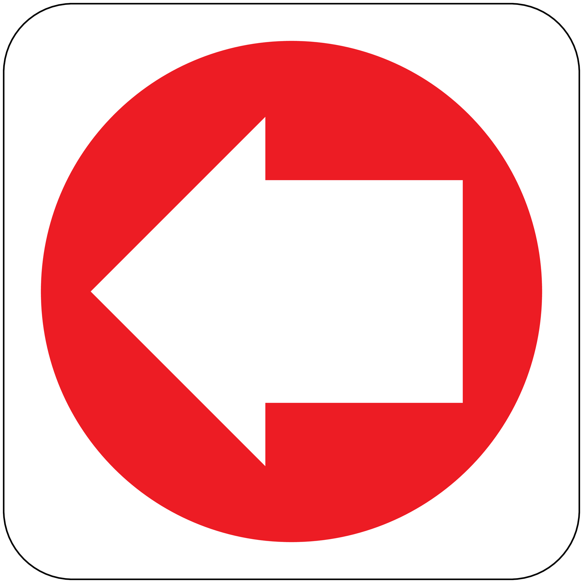 Fire exit left sticker with red left arrow inside a circle