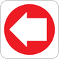 Fire exit left sticker with red left arrow inside a circle