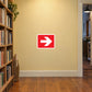 Fire exit right arrow sticker, red sign with white arrow