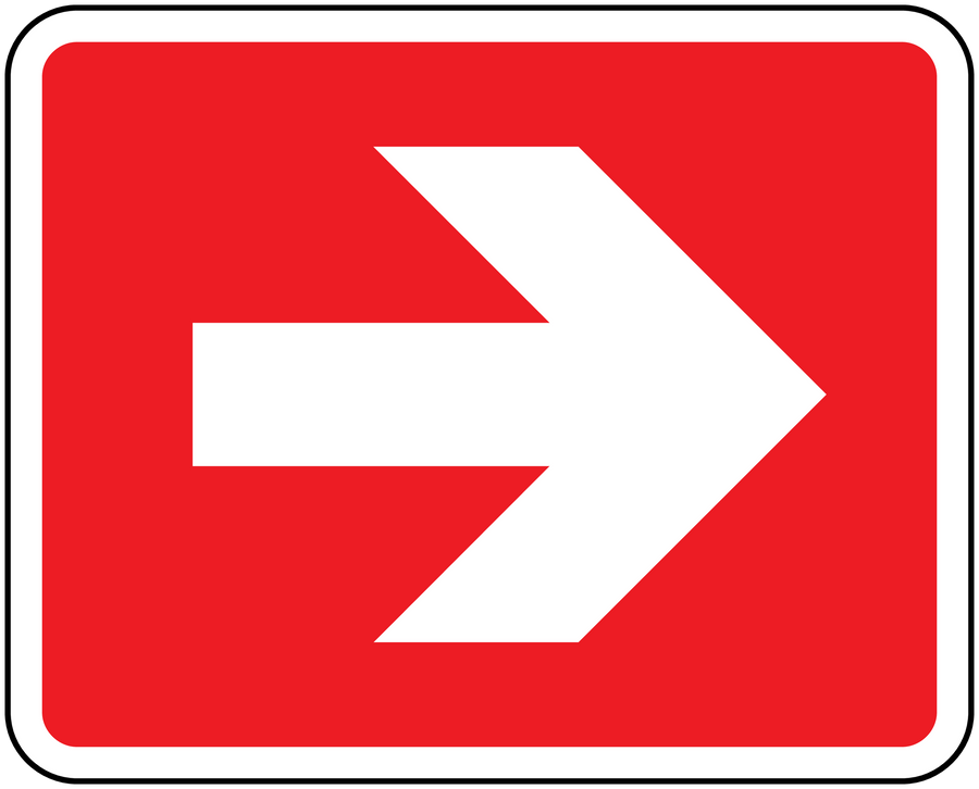 Fire exit right safety sticker with red background and white right arrow