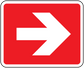 Fire exit right safety sticker with red background and white right arrow