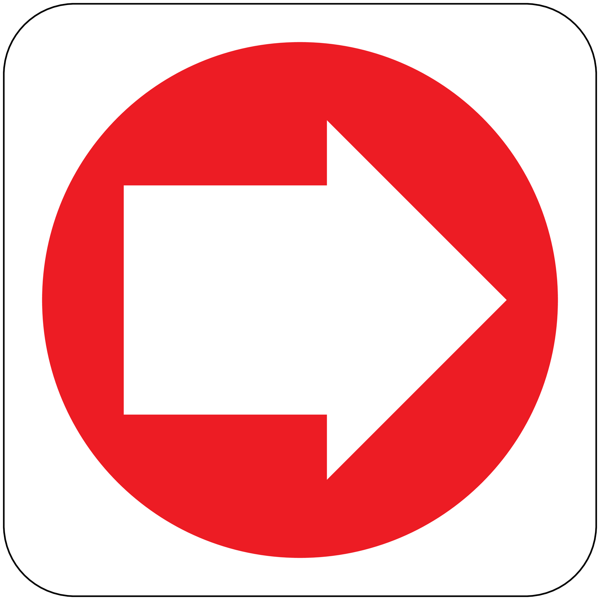 Fire exit right direction sticker with red circle and white right arrow