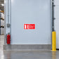 Red fire extinguisher must be kept clear safety sticker with hose icon