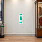Green safety sign sticker for liquids, vertical label with warning text