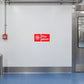 Fire alarm safety sign sticker with red icon and 'Fire alarm' text on white