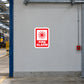 Fire alarm safety sticker with red burst icon and FIRE ALARM text