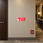Red fire alarm button sticker with white alarm icon and 'Fire alarm' text