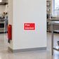 Fire blanket text sticker with red label reading "Fire blanket"