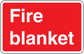 Fire blanket text sticker, red with white border and 'Fire blanket' lettering