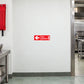 Red fire blanket directional wall sticker with left-pointing arrow and label text