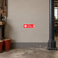 Fire bucket directional sticker: red arrow sign with 'Fire Bucket' text