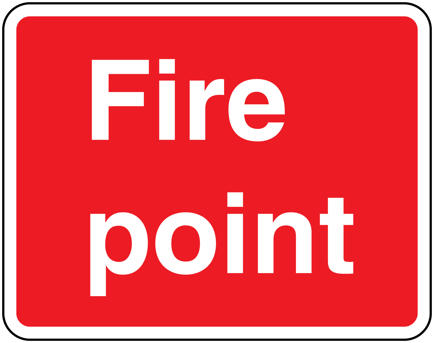 Fire point text sticker with red background and white border, featuring white “Fire point” text