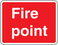Fire point text sticker with red background and white border, featuring white “Fire point” text