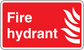 Fire hydrant sticker with red background, white text 'Fire hydrant' and flame icon