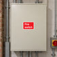 Red and white 'Fire switch' phone sticker