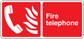 Red fire telephone sticker with white icon and text