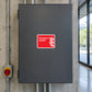 Fireman's Switch sticker with red border and white fire-themed logo