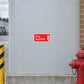 Fire hydrant safety sticker with red background and “Fire hydrant” text icon