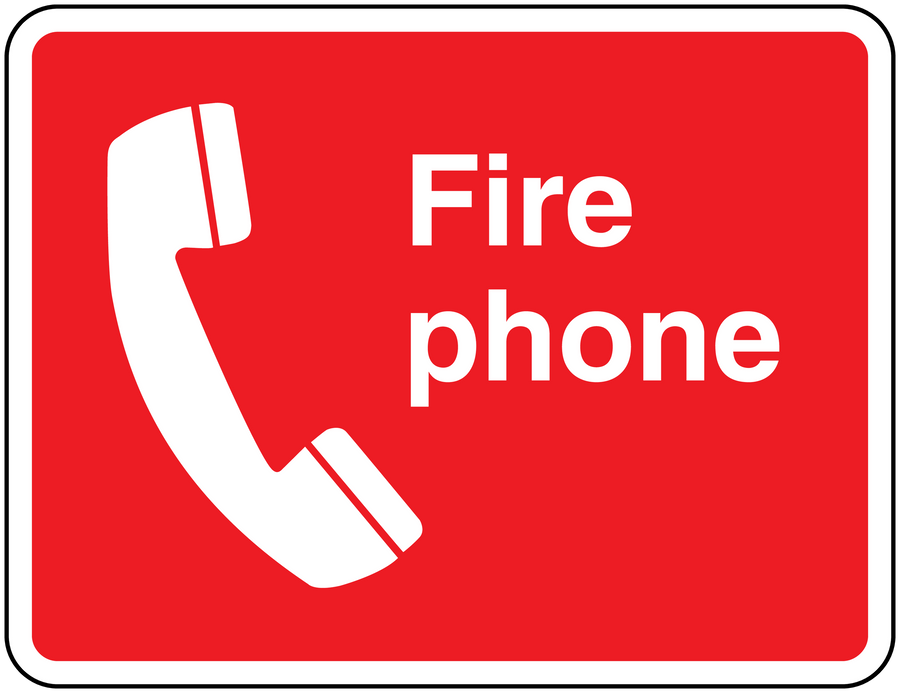 Red fire phone sticker with white phone icon and Fire phone text